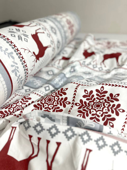 Набір постільної білизни БАЙКА ФЛАНЕЛЬ Олені, різдвяна тепла постіль на зиму 100% бавовна (щільність 170 г)