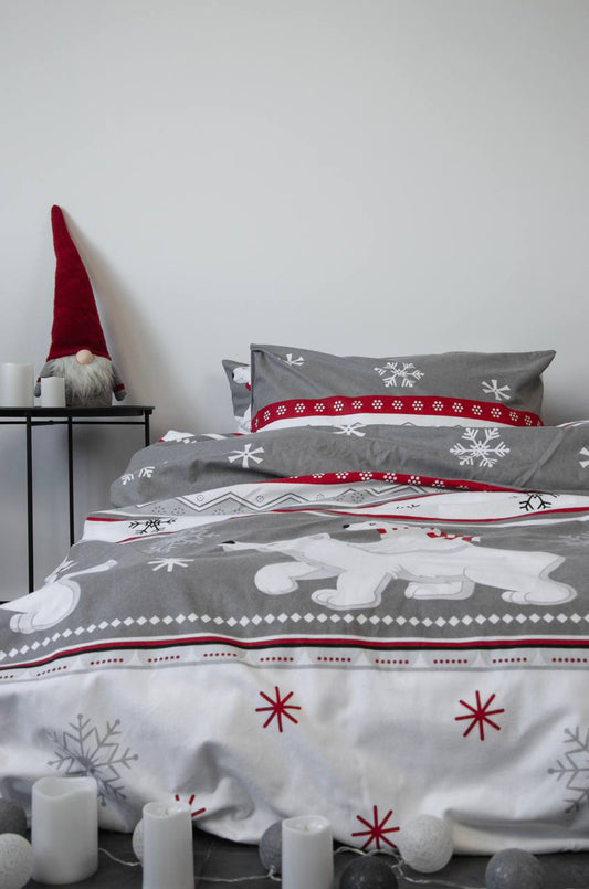 Набір постільної білизни БАЙКА ФЛАНЕЛЬ з візерунком умка, різдвяна тепла постіль на зиму 100% бавовна (щільність 170 г)