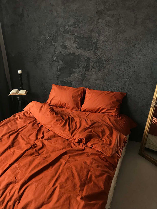 Набір постільної білизни з Ранфорсу, 100% бавовна, колір червоний кораловий