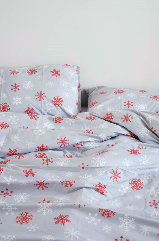 Набір постільної білизни БАЙКА ФЛАНЕЛЬ Снігопад, тепла постіль на зиму 100% бавовна (щільність 170 г)