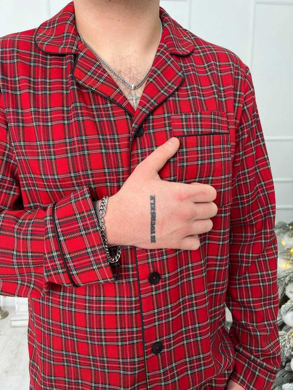 Чоловіча піжама з 100% бавовни. Червоний - Original Textile