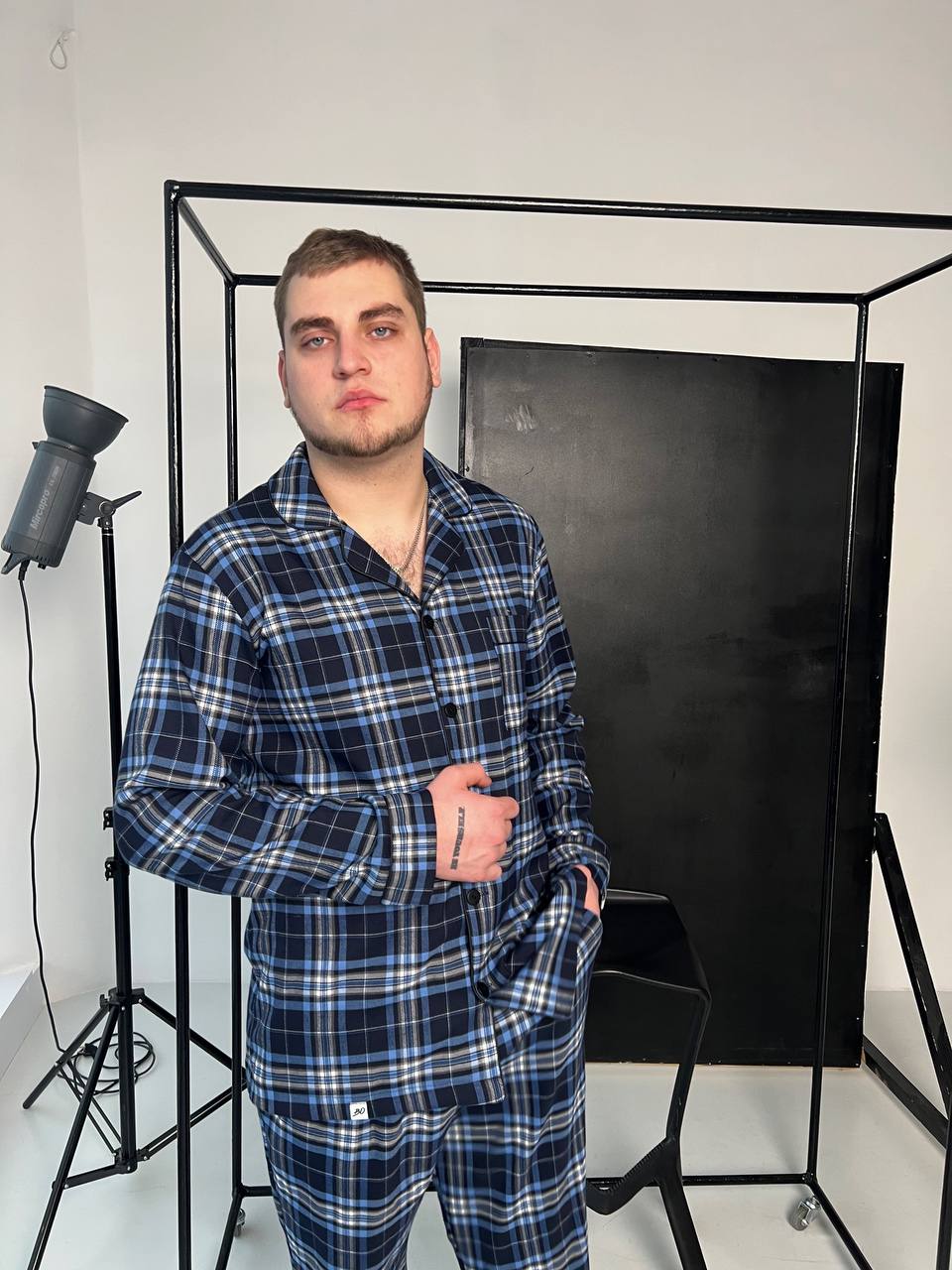 Чоловіча піжама з 100% бавовни. Синій - Original Textile