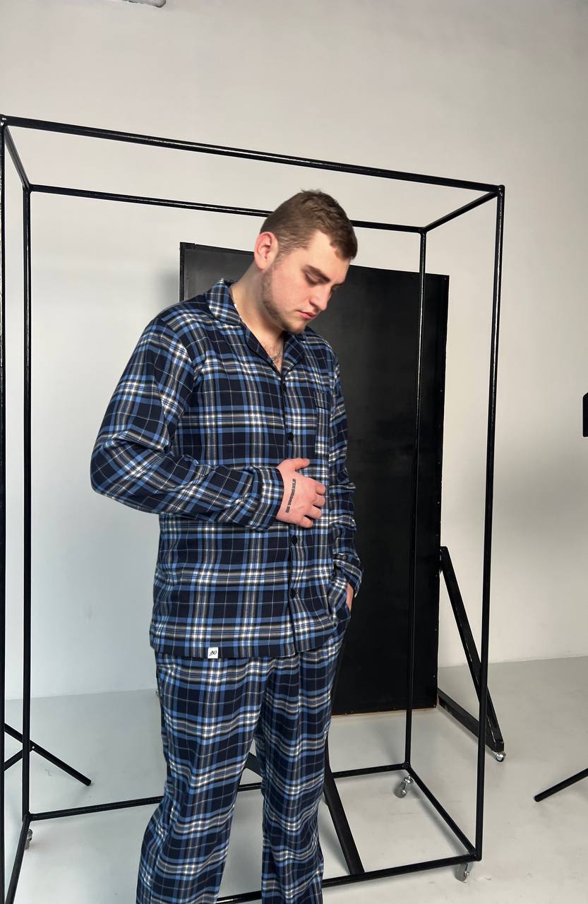 Чоловіча піжама з 100% бавовни. Синій - Original Textile