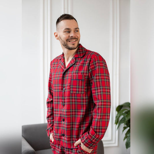 Парні піжами для фотосесій, фемілі лук, Піжами в клітинку, новорічні піжами