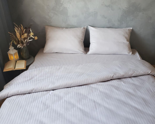 Коплект постільної білизни із страйп-сатину. Світло сірий - Original Textile