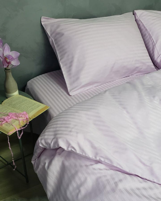 Коплект постільної білизни із страйп-сатину. Світла Лаванда - Original Textile