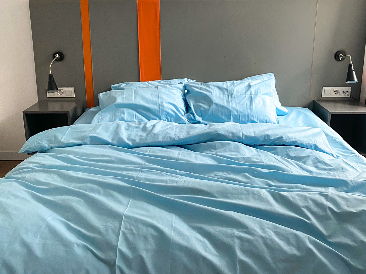 Набір постільної білизни 100% бавовна, колір небесний - Original Textile