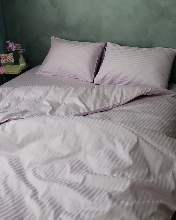 Коплект постільної білизни із страйп-сатину. Світла Лаванда - Original Textile