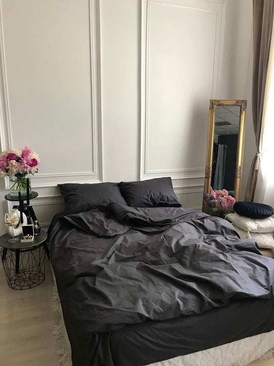 Набір постільної білизни з Ранфорсу, 100% бавовна, колір Чорний