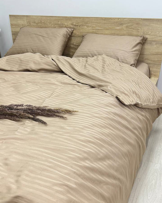 Коплект постільної білизни із страйп-сатину. Капучіно - Original Textile