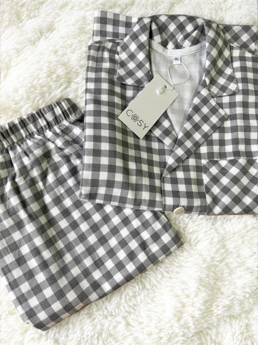 Чоловіча піжама з фланелі «Harmony», сіро-біла клітина