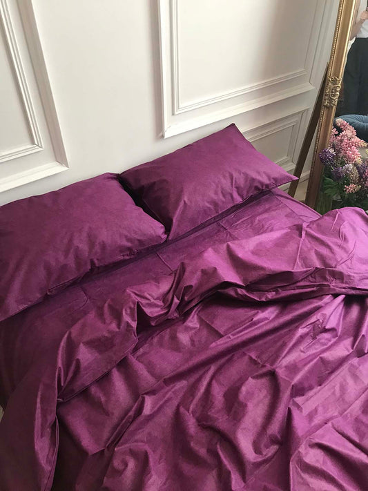 Набір постільної білизни з Ранфорсу, 100% бавовна, колір пурпурний