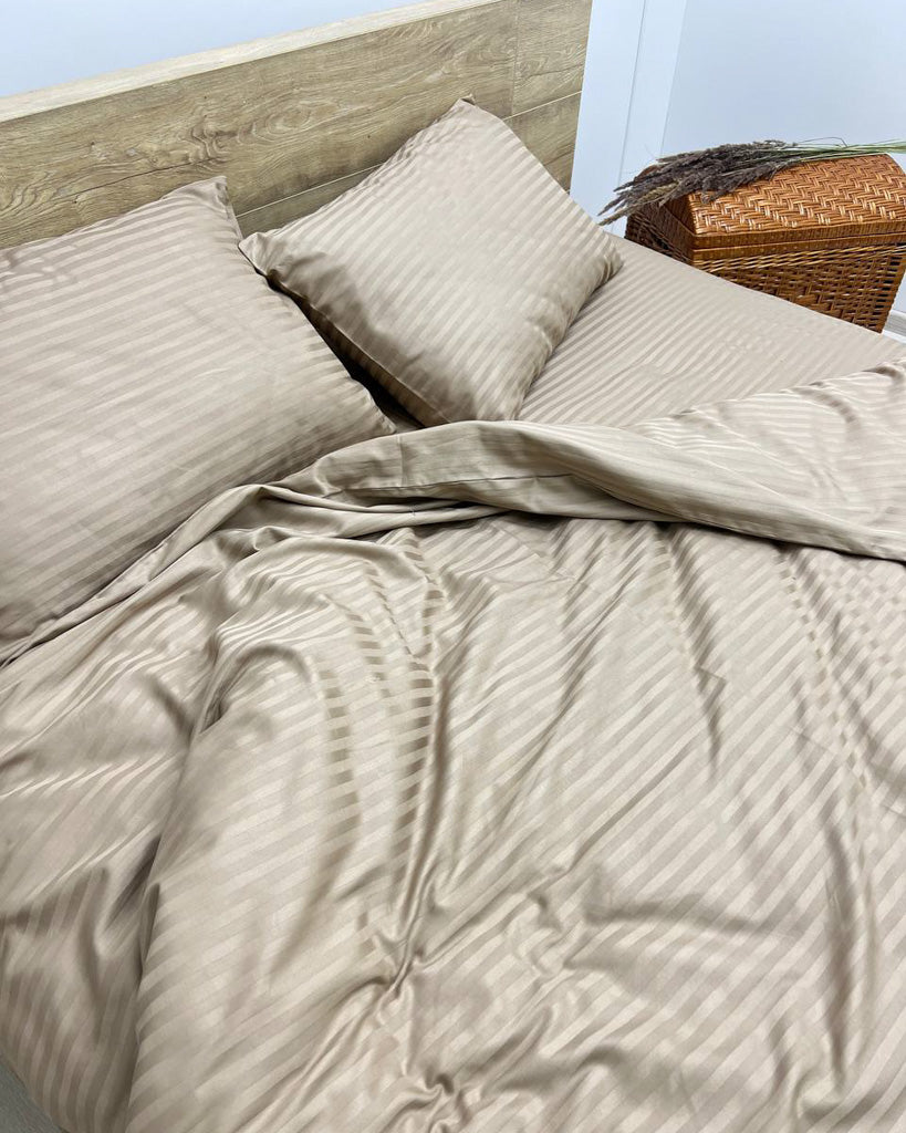 Коплект постільної білизни із страйп-сатину. Капучіно - Original Textile