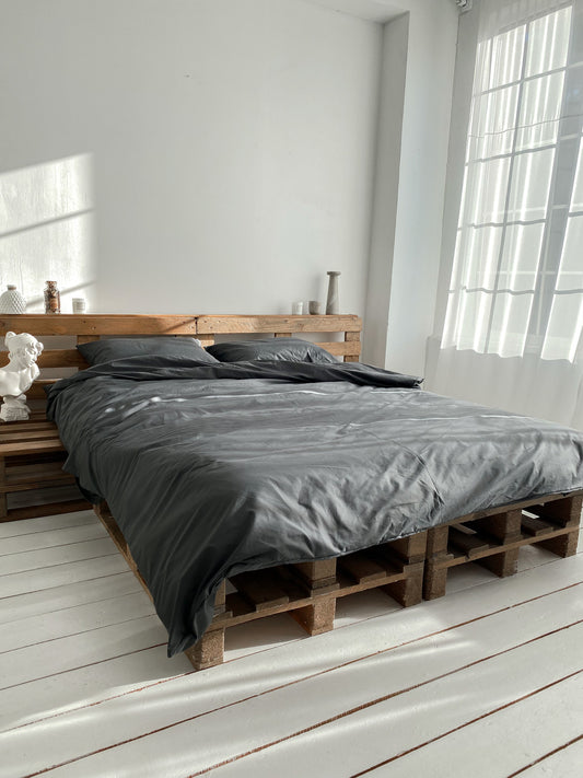 Набір постільної білизни 100% бавовна, колір графіт - Original Textile