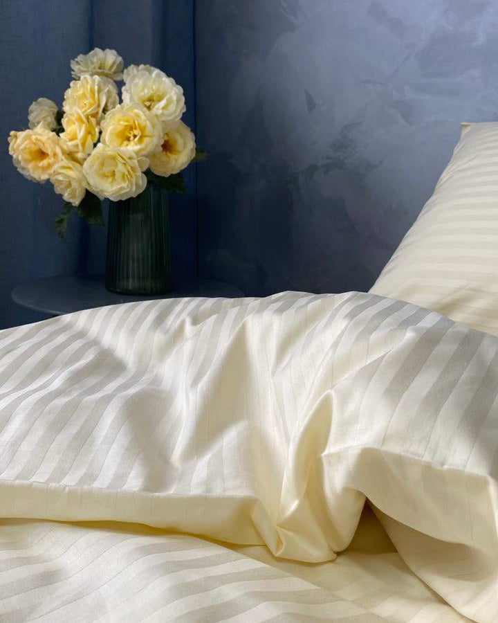 Коплект постільної білизни із страйп-сатину. Шампань, Айворі - Original Textile