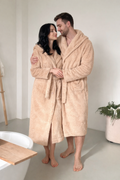 Халат унісекс з капюшоном Cuddle, беж, велсофт