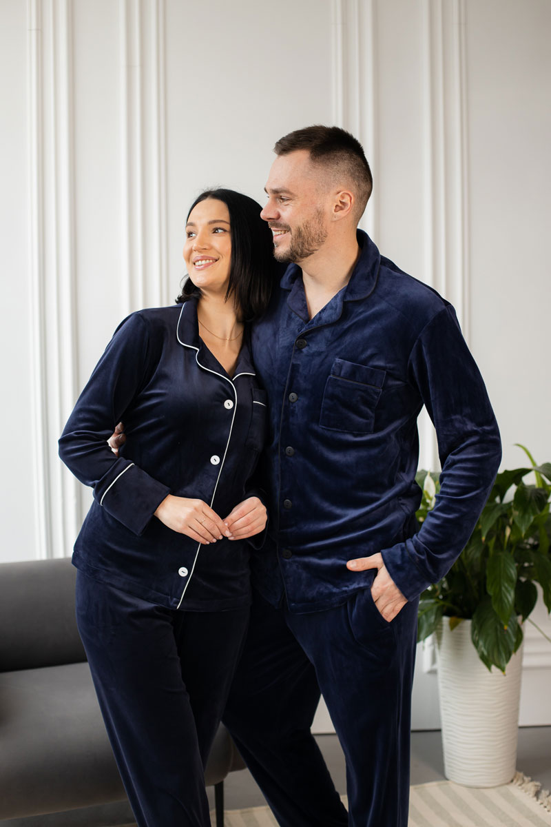 Застібка та ґудзики сорочки піжами BOBRAND синього кольору