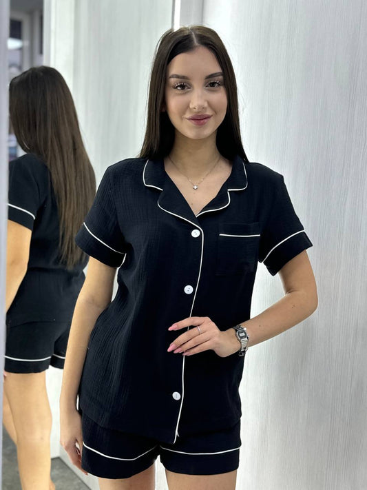 Літня піжама жіноча з мусліну, сорочка і шорти