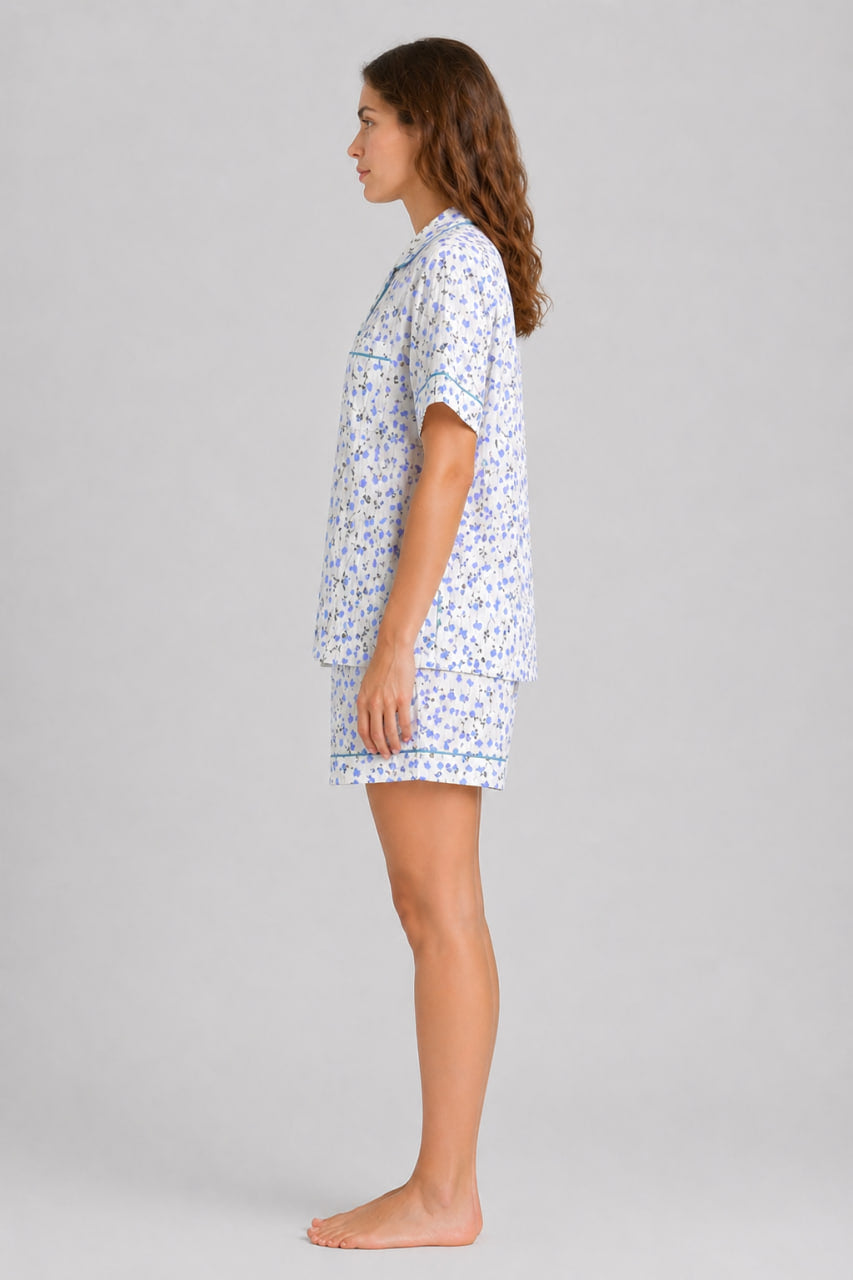 Бірка та етикетка жіночої піжами BOBRAND Blue flowers муслін
