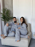 Парні піжами Harmony у сіро-білу клітину — Комплект сорочка та штани для пари