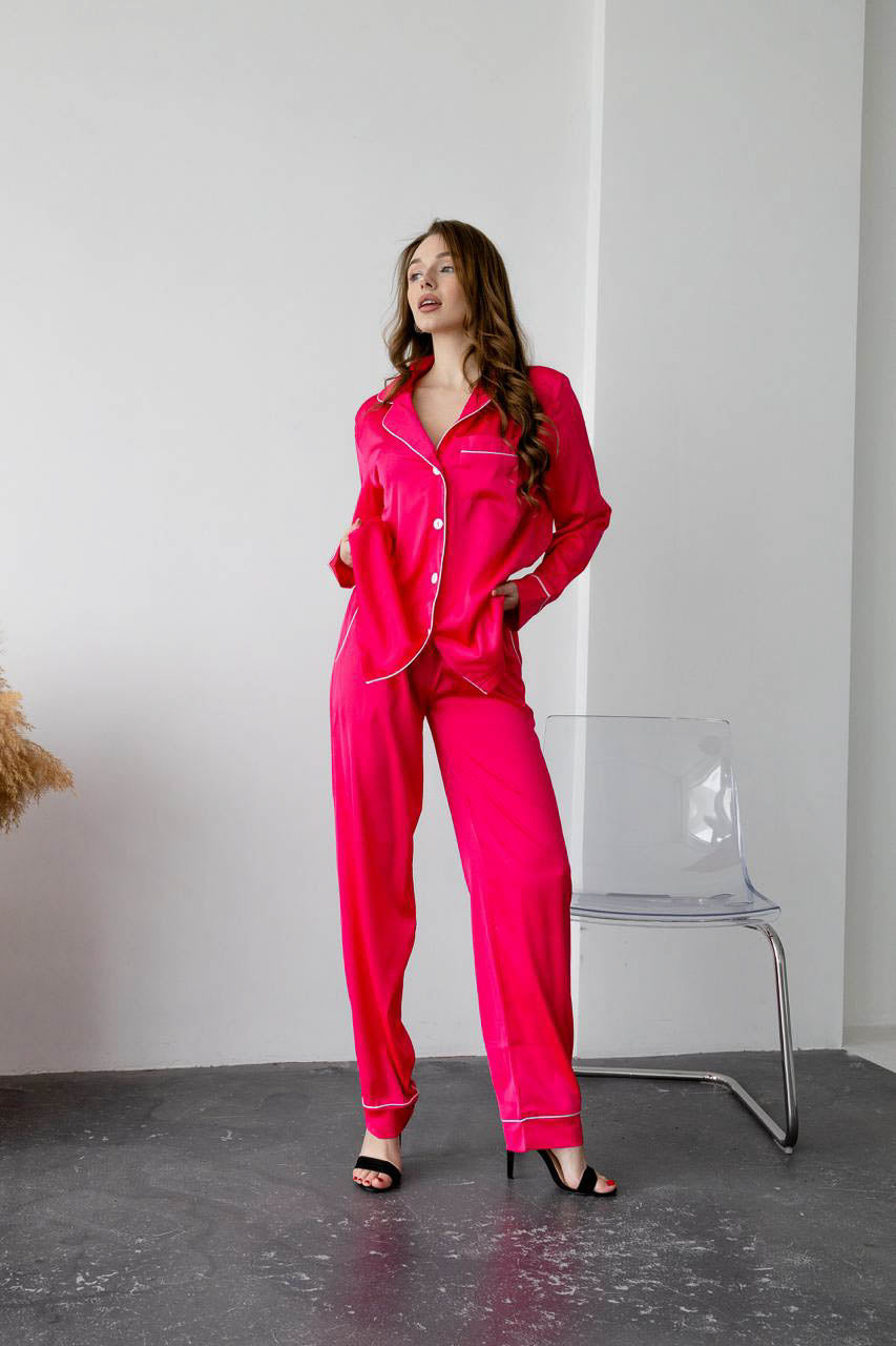 Піжама жіноча рожева, армані-шовк