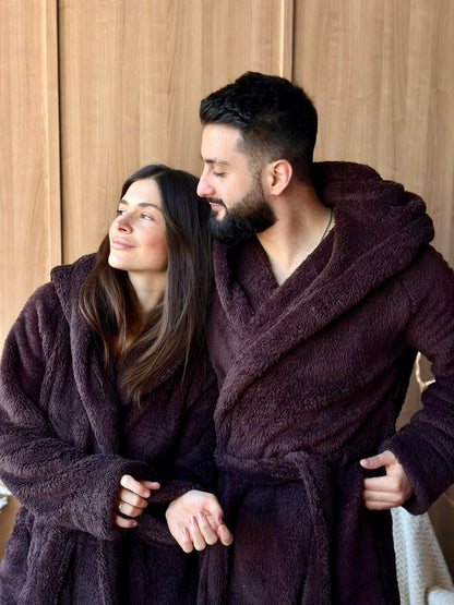 Халат унісекс з капюшоном Cuddle, шоколад, велсофт коричневий — фото 9