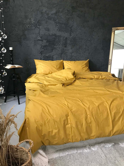 Набір постільної білизни з Ранфорсу, 100% бавовна, колір жовтий