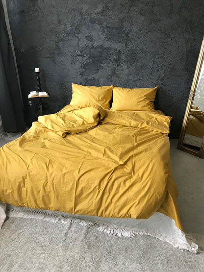 Набір постільної білизни з Ранфорсу, 100% бавовна, колір жовтий