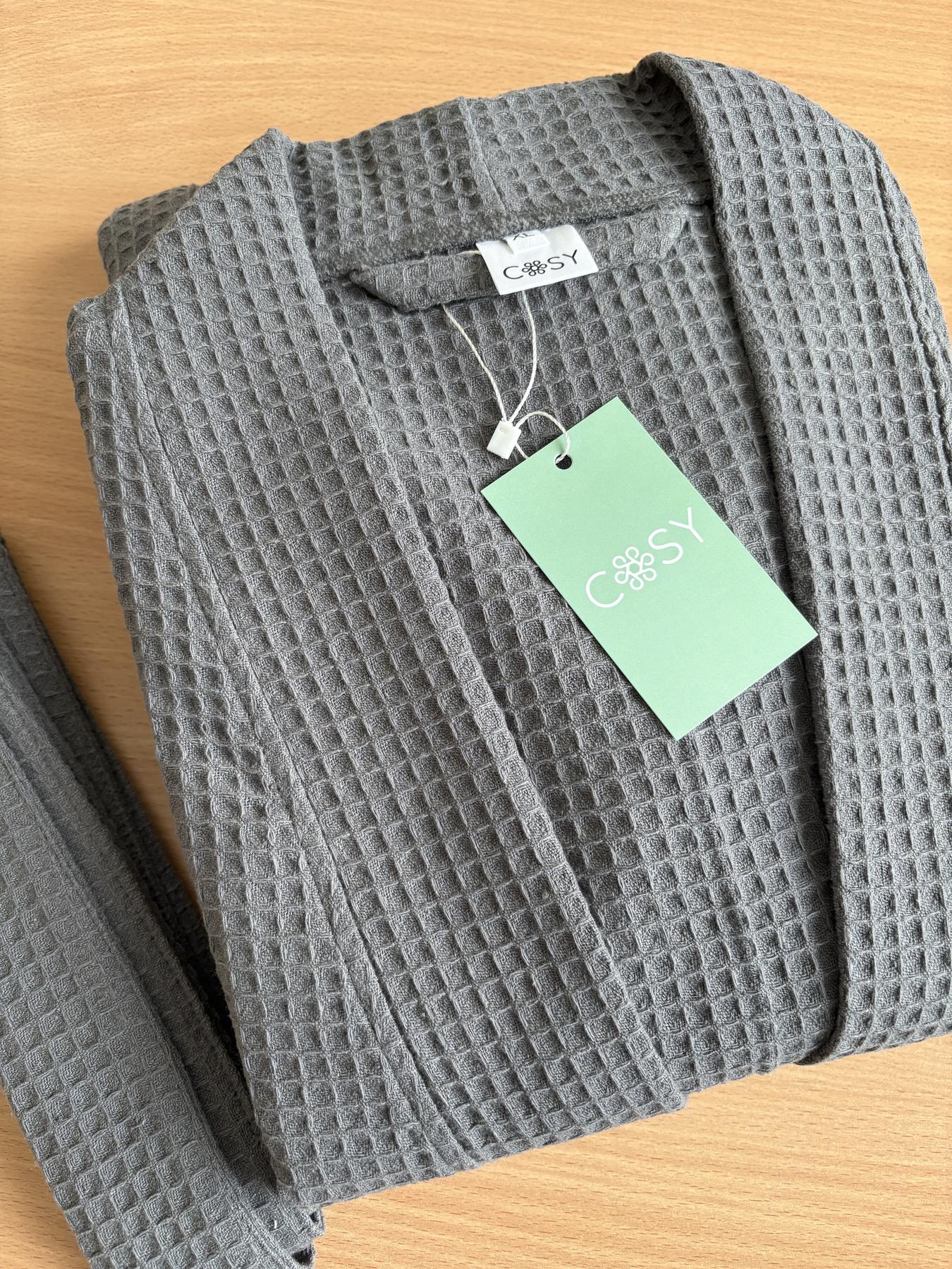 Чоловічий вафельний халат з 100% бавовни темно-сірий