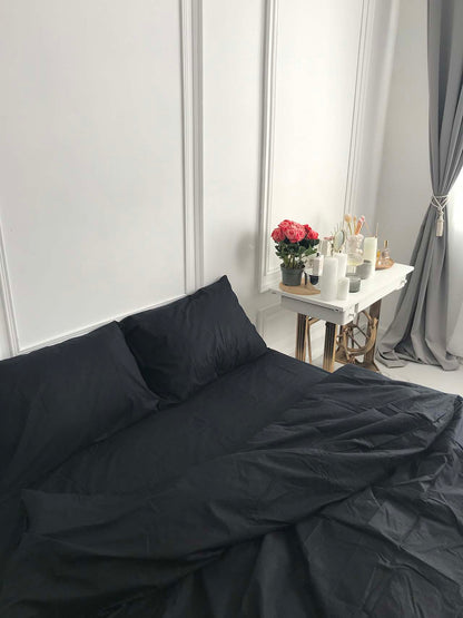Набір постільної білизни з Ранфорсу, 100% бавовна, колір Чорний