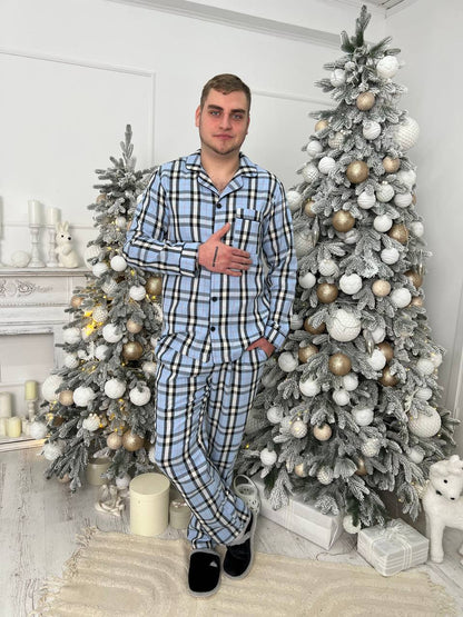Чоловіча піжама з 100% бавовни. Блакитний - Original Textile