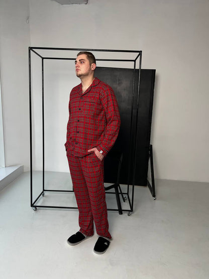 Чоловіча піжама з 100% бавовни. Червоний - Original Textile