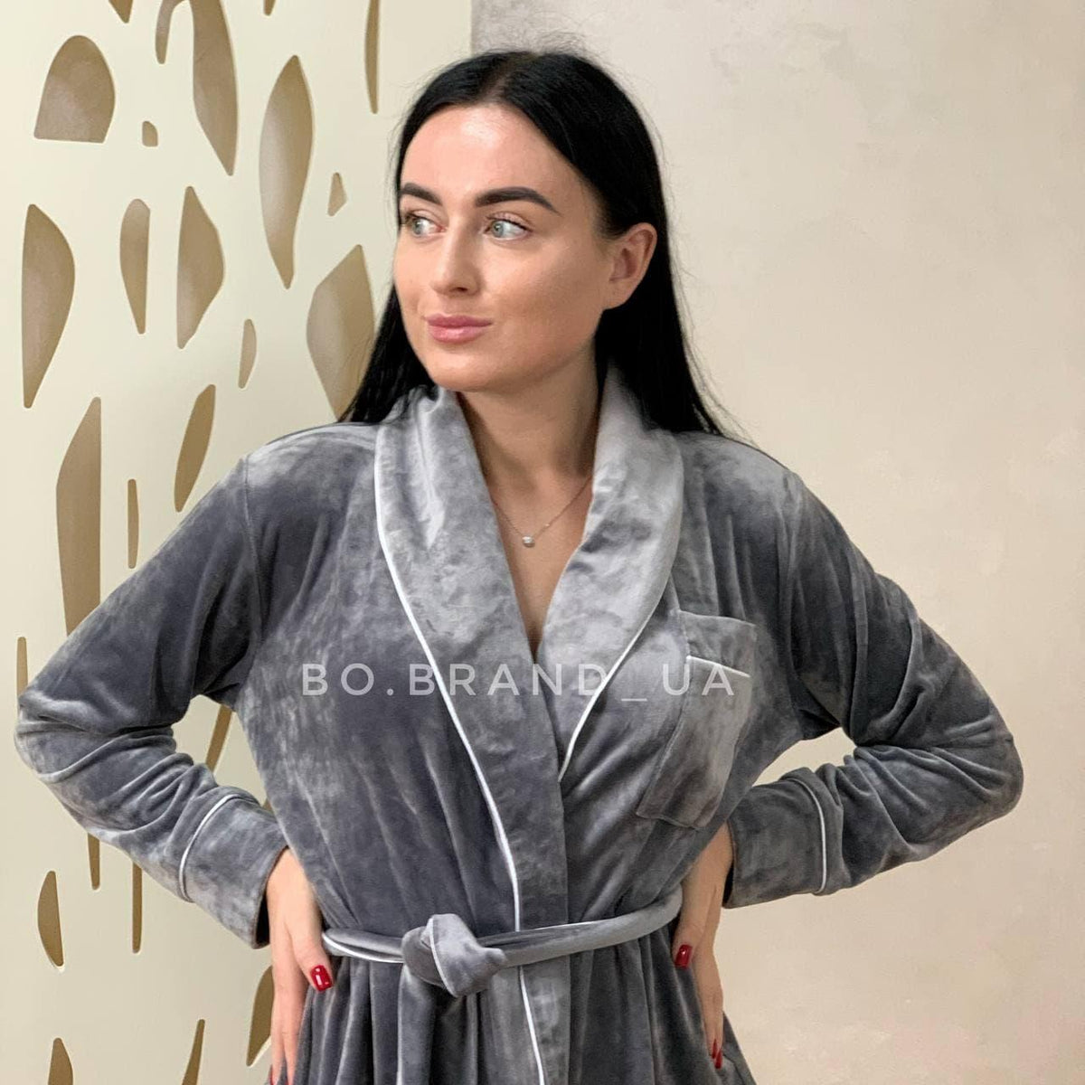 Велюрова жіноча піжама BOBRAND (халат і штани) — фото 4