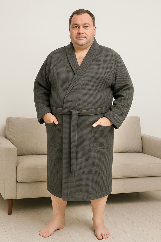 Унісекс халат з вафельної бавовни темно-сірий