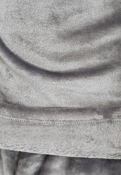 Жіноча тепла піжама з велсофту, сіра, з манжетами на рукавах і штанах, Теплик