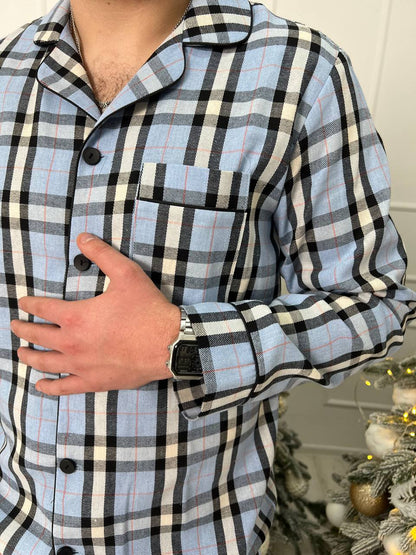 Чоловіча піжама з 100% бавовни. Блакитний - Original Textile