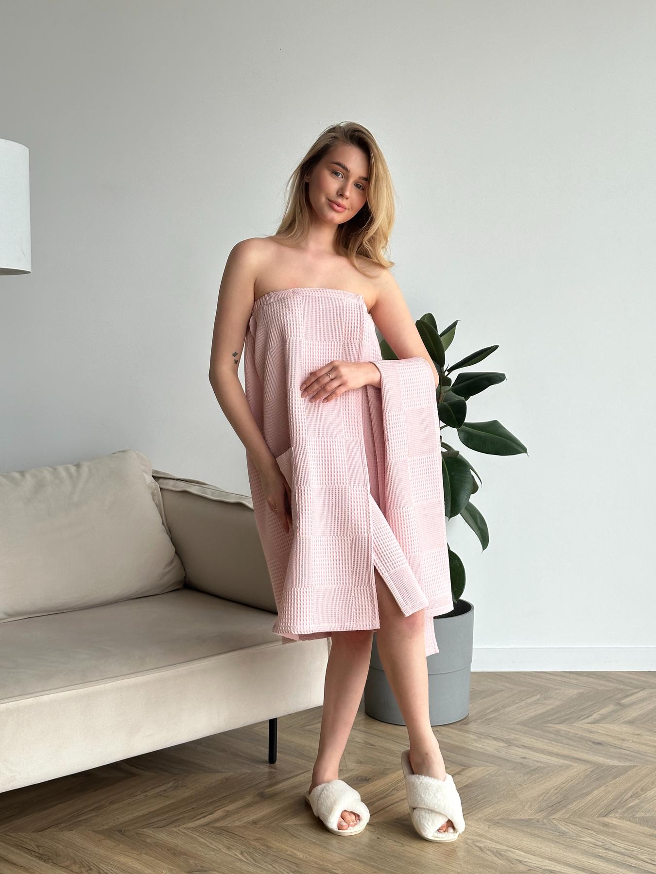 Жіночий подарунковий набір для лазні/сауни Мозаїка, парео з липучкою та банний рушник, колір пудра