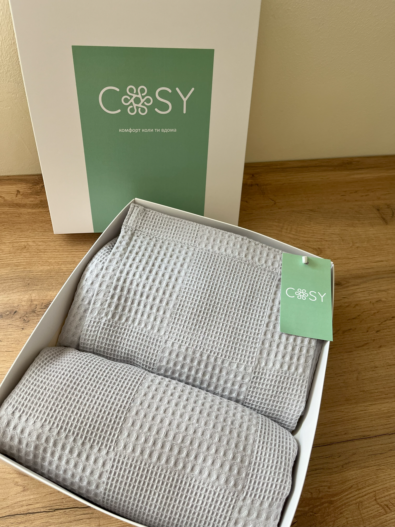 Чоловічий банний набір з кілтом на липучці і рушником, світло-сірий