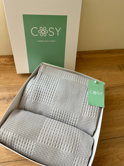 Чоловічий банний набір з кілтом на липучці і рушником, світло-сірий