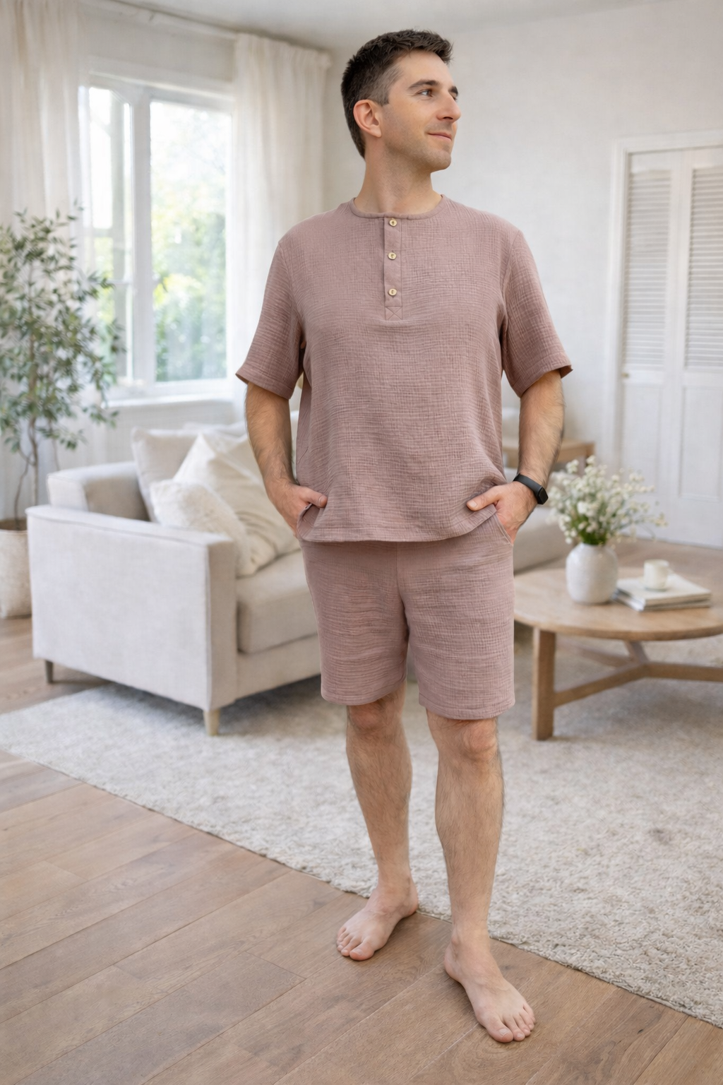 Чоловічий комплект з мусліну Capri коричневий мокко