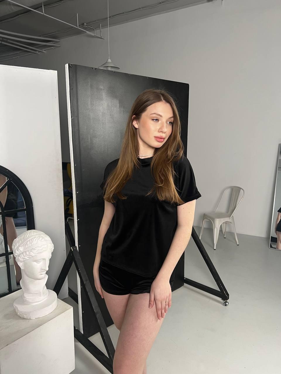 Велюрова піжама BOBRAND жіноча комплект чорний