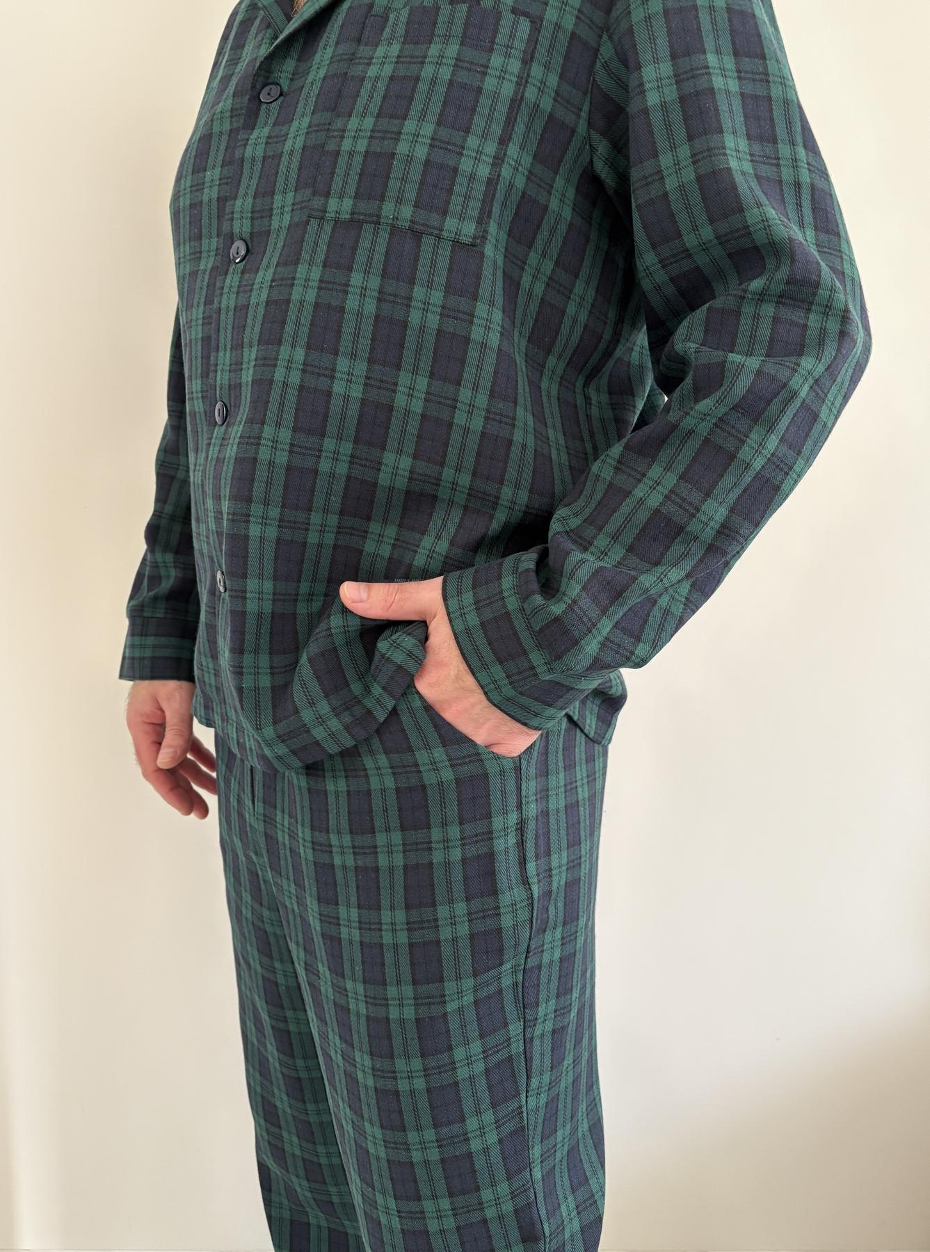 Чоловічий піжамний комплект Бруклін з синьо-зеленою клітинкою