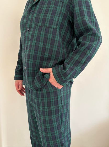 Чоловічий піжамний комплект Бруклін з синьо-зеленою клітинкою