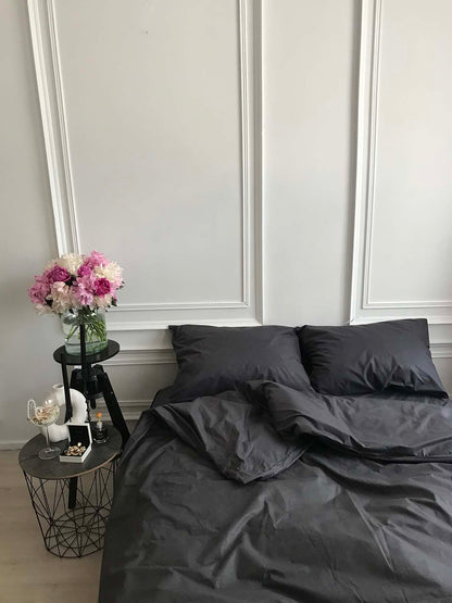 Набір постільної білизни з Ранфорсу, 100% бавовна, колір Чорний