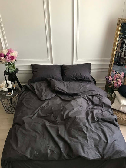 Набір постільної білизни з Ранфорсу, 100% бавовна, колір Чорний