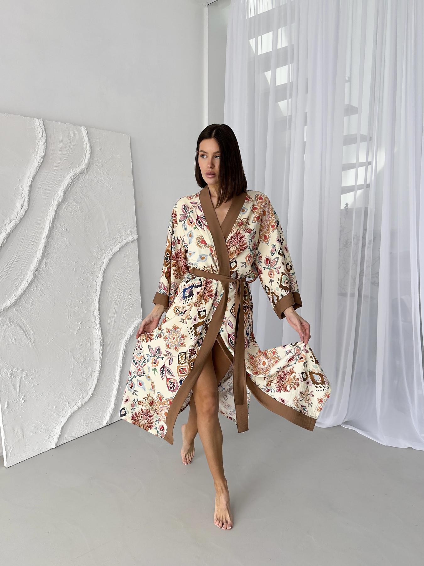 Жіночий легкий халат кімоно Boho Chic з віскози, карамель