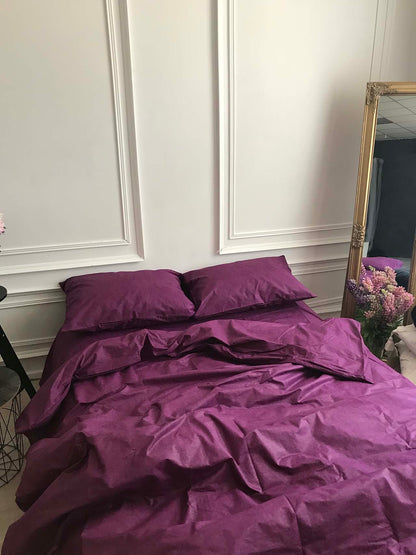 Набір постільної білизни з Ранфорсу, 100% бавовна, колір пурпурний