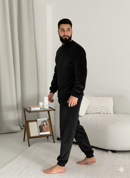 Чоловіча піжама Теплик з велсофту, чорна