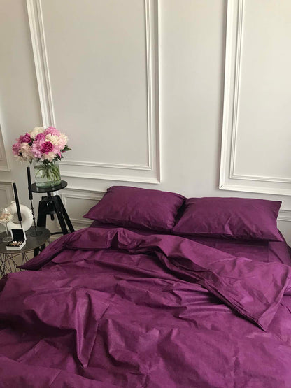 Набір постільної білизни з Ранфорсу, 100% бавовна, колір пурпурний
