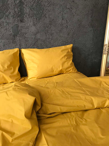 Набір постільної білизни з Ранфорсу, 100% бавовна, колір жовтий